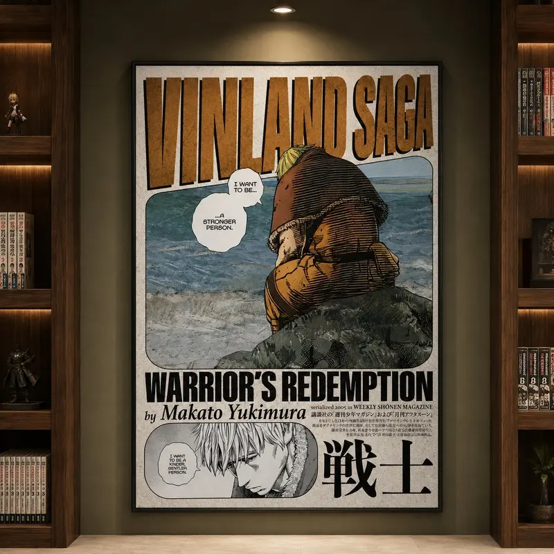 Vinland Saga Manga Poster Art Print, Thorfinn Anime Vintage Seinen Japanese Wall Decor Artwork, Nordic Viking Aesthetic, Birthday Gift, Canvas Wall Art, Bedroom Decor, Dorm Room Poster, Gaming Room Art, Gift for Anime Fans