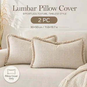 2 Piece Vintage Plaid Fringe Pillow Covers, 30x50cm, Luxury Living Room Sofa, Bedroom Bed Head Pillow Cases, Only Pillowcases