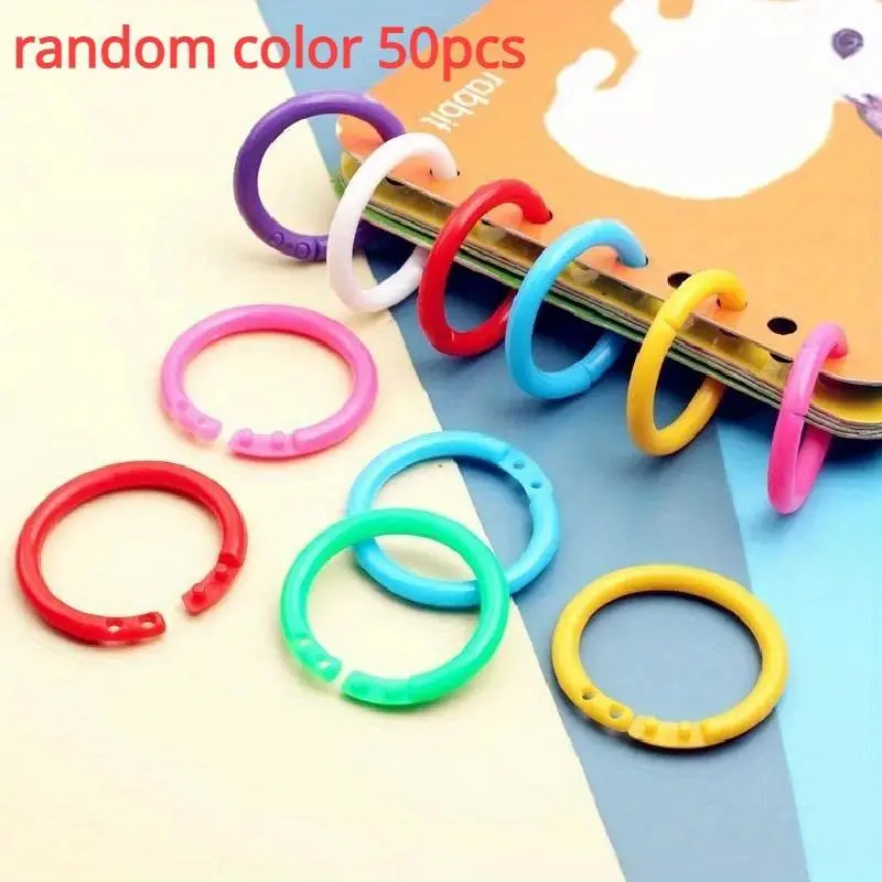 50pcs Binder Ring Plastic Binding Ring Ring Buckle Random Color Book Binding Materials