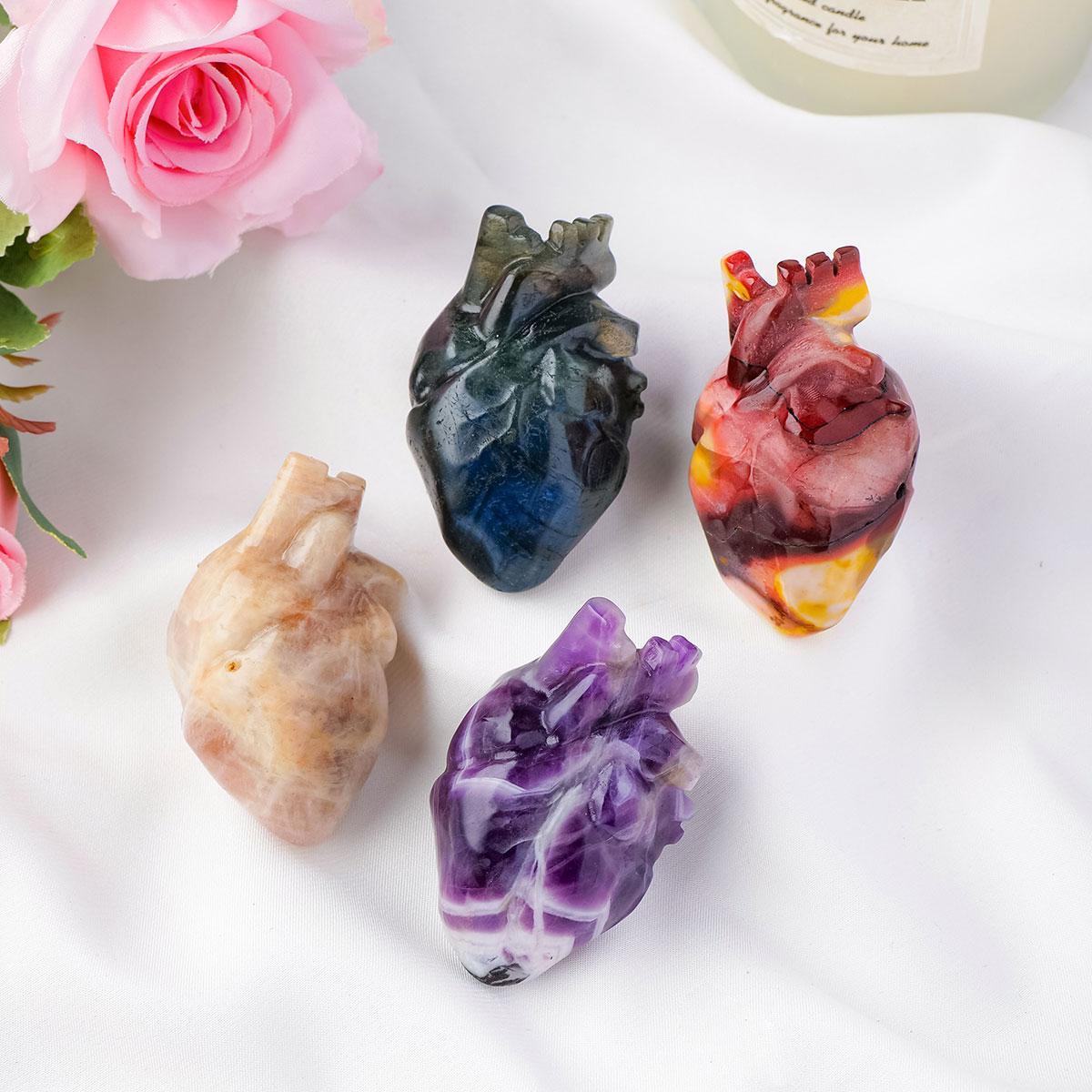 Natural Amethyst Crystal Heart, Crystal Carvings, 1 Count Amethyst Properties Feng Shui Love Druzy Reiki Meditation Ornament, Home Decor Spiritual Ornament