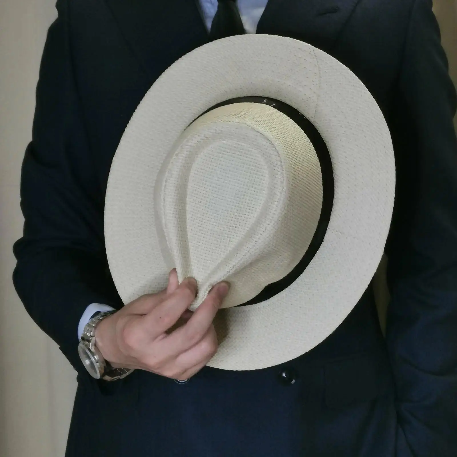 Fashion Men Natural Panama Straw Hat Summer Beach Sun Hat Solid Color Fedoras Ribbon Casual Cowboy Jazz Cap British Sun Hat