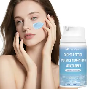 LANEMAY Copper Peptide Moisturizer: A hydrating formula featuring Centella Asiatica and Hyaluronic Acid, enriched with Niacinamide. Its refreshing, melt-away texture soothes sensitive skin and brightens the complexion. 50g. Suitable for sensitive and acne