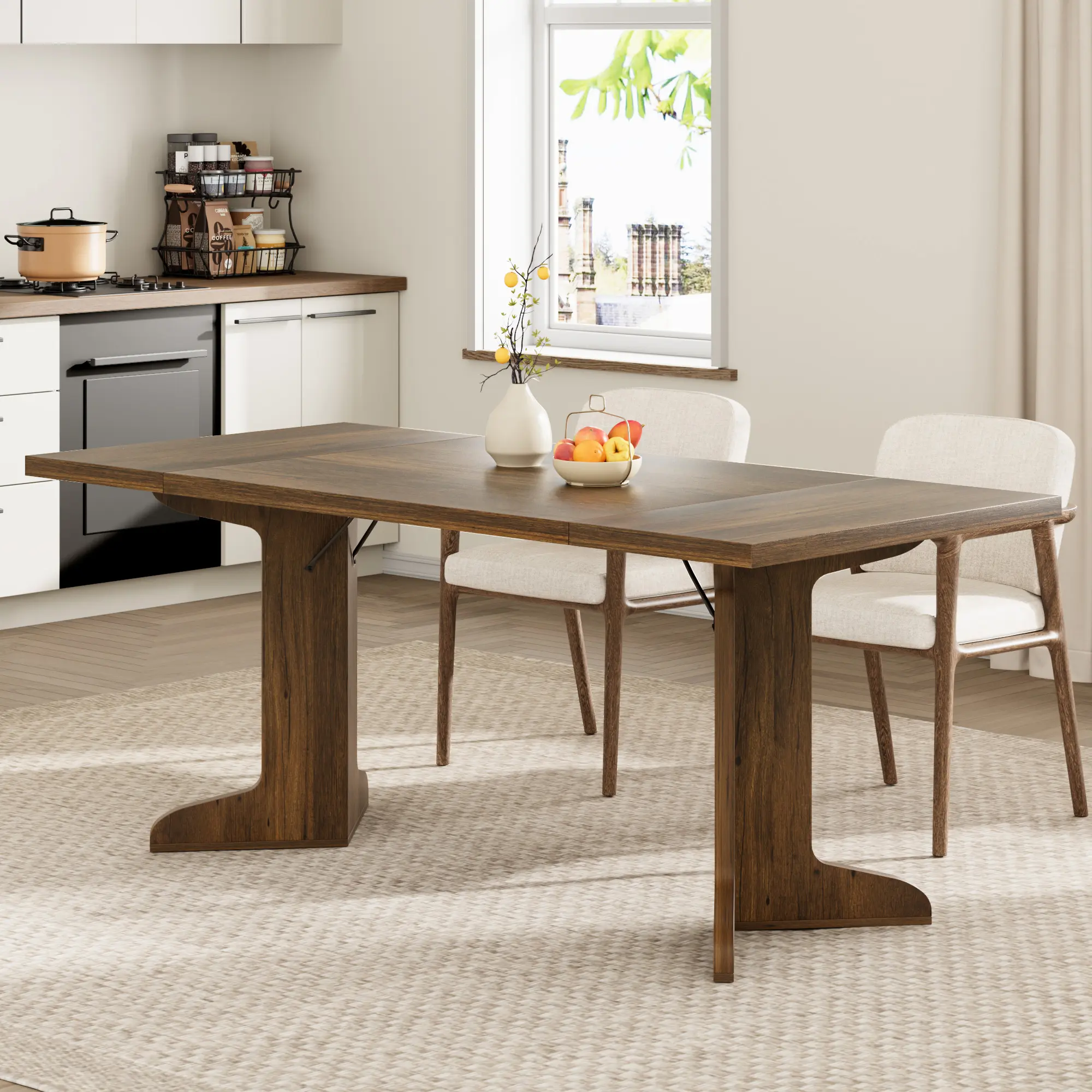 Gaomon 71.1 In Farmhouse Dining Table for 6 to 8 People, Large Rectangular Kitchen Table with 30mm Thick Waterproof Tabletop, 300 lbs Heavy Duty Rustic Wood Dining Room Table for Family Party