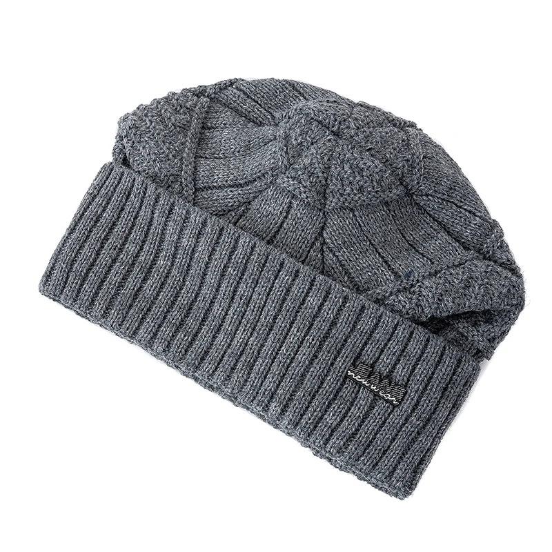 Hot Sale Unisex Warm Winter Hat Jeans Label Stylish Plush Fur Lined Soft Beanie Hat Thick Winter Hats For Women Men Knitted Hat