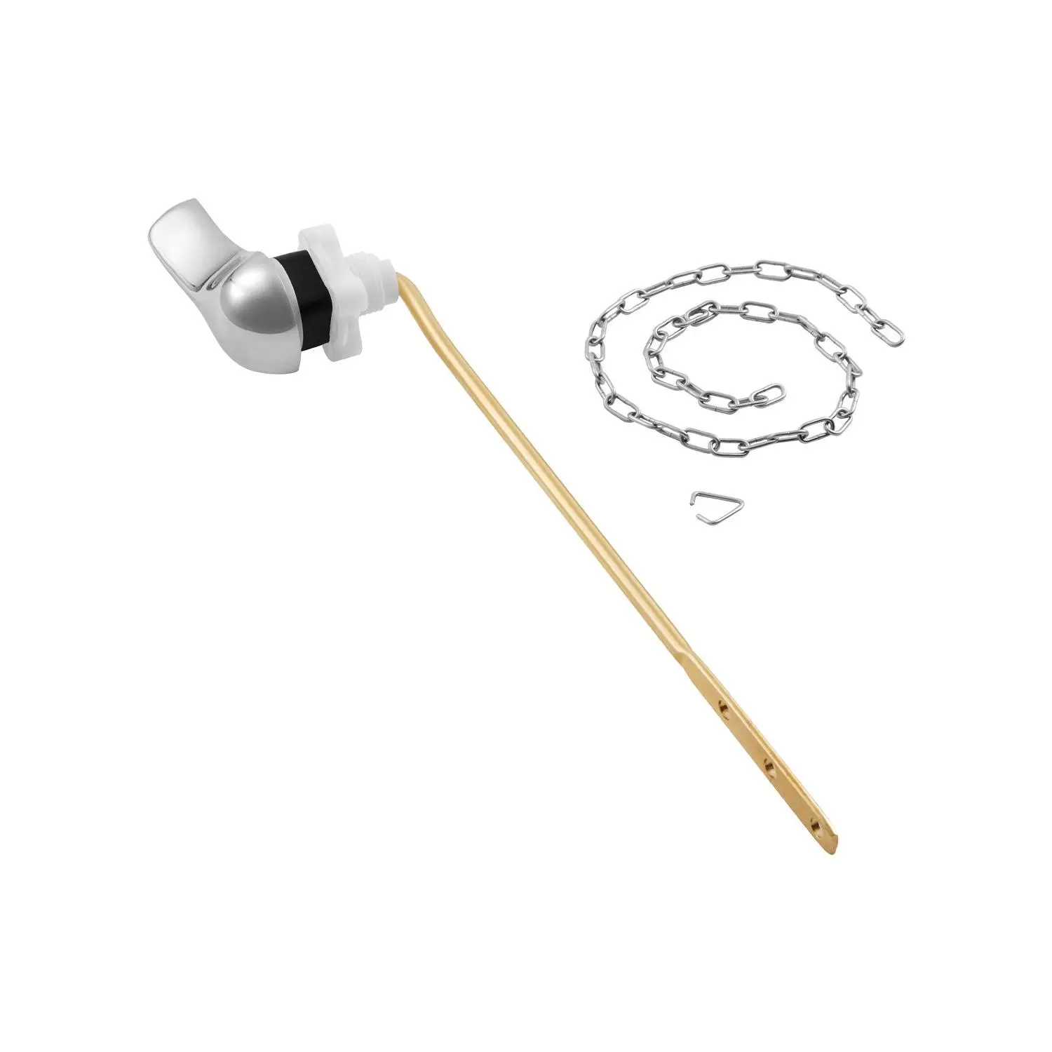 VEVOR Toilet Handle Replacement Kit, Front Mount Universal Toilet Handle, Toilet Handle Lever with Stainless Steel Flapper Chain, Toilet Flush Handle Fits Various Toilet Tanks, Chrome Finish, Silver