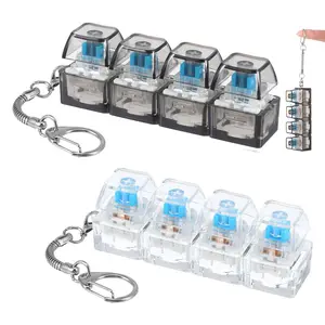 2Pcs Keyboard Fidget Toys, Keyboard Clicker Fidget with 3 Kinds Touch Experience, Fidget Keyboard Keychain Decompression Toys Button Stress Relief Gifts to Relief Stress Pass The Time(Clear)
