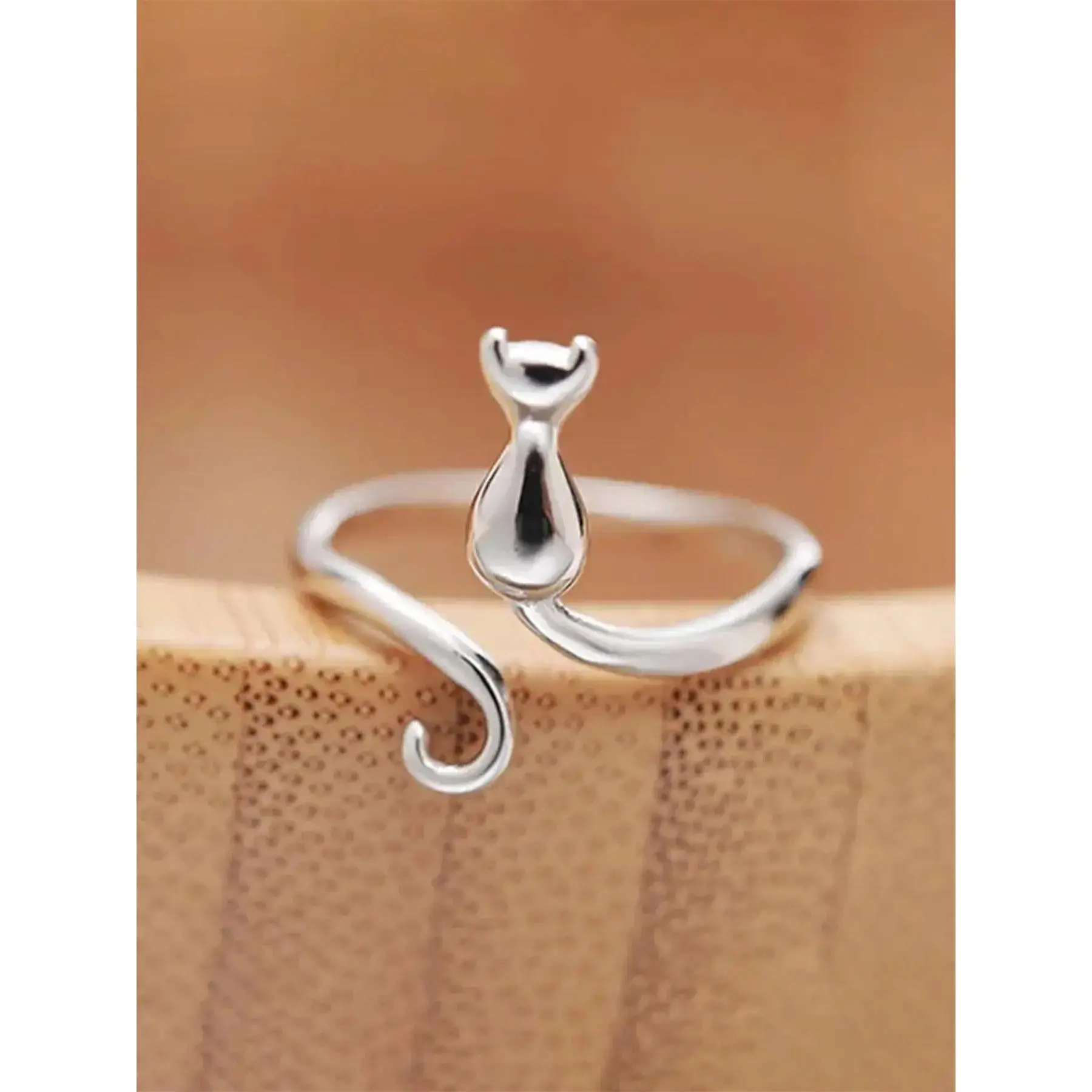 Cute Cat Design Animal Feature Cuff Ring, Copper Made Open Adjustable Ring, Trendy Unique Jewelry For Women & Girls, Ideal Accessory For Daily Outfit Decoration And Party Occasions