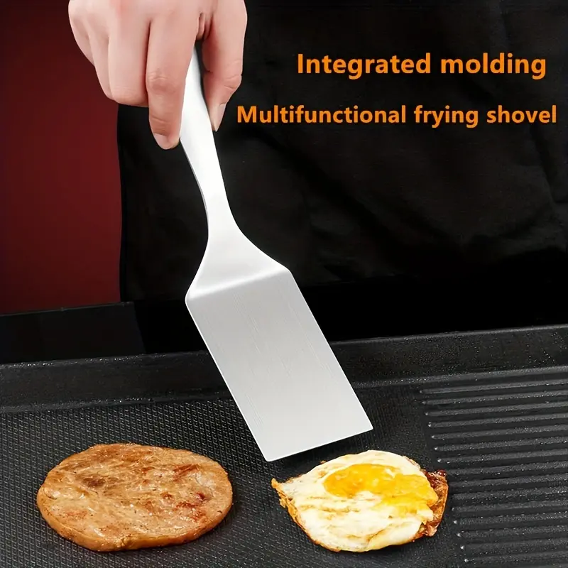 1 Stainless Steel Spatula - 10-inch Flat Grill Spatula, suitable for steak, pancakes and teppanyaki cooking, durable SUS 18/8 kitchen tool with ergonomic handle, cooking spatula