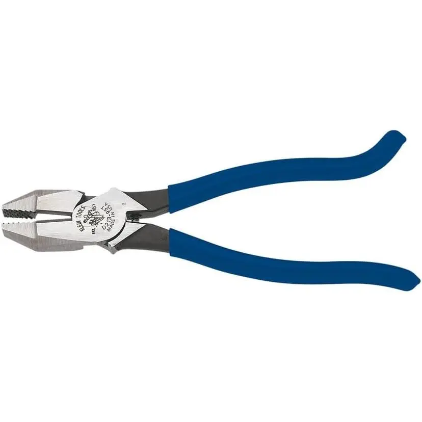 D213-9ST High-Leverage Ironworker's Pliers, Steel Alloy Self-Open Jaws, Hook Bend Handle, for Wire Twisting and Soft Annealed Rebar Tie Wire Cutting