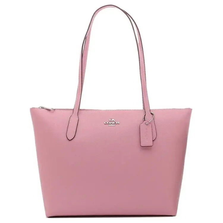 Coach Tote Bag for Women – Leather Zip-Top Handbag in Pink