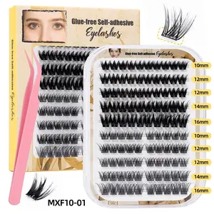 Viral DIY Sectional Extension Self-Adhesive Eyelashes, Natural Thick & 3D Look, Easy Wear No Glue No Remover Needed