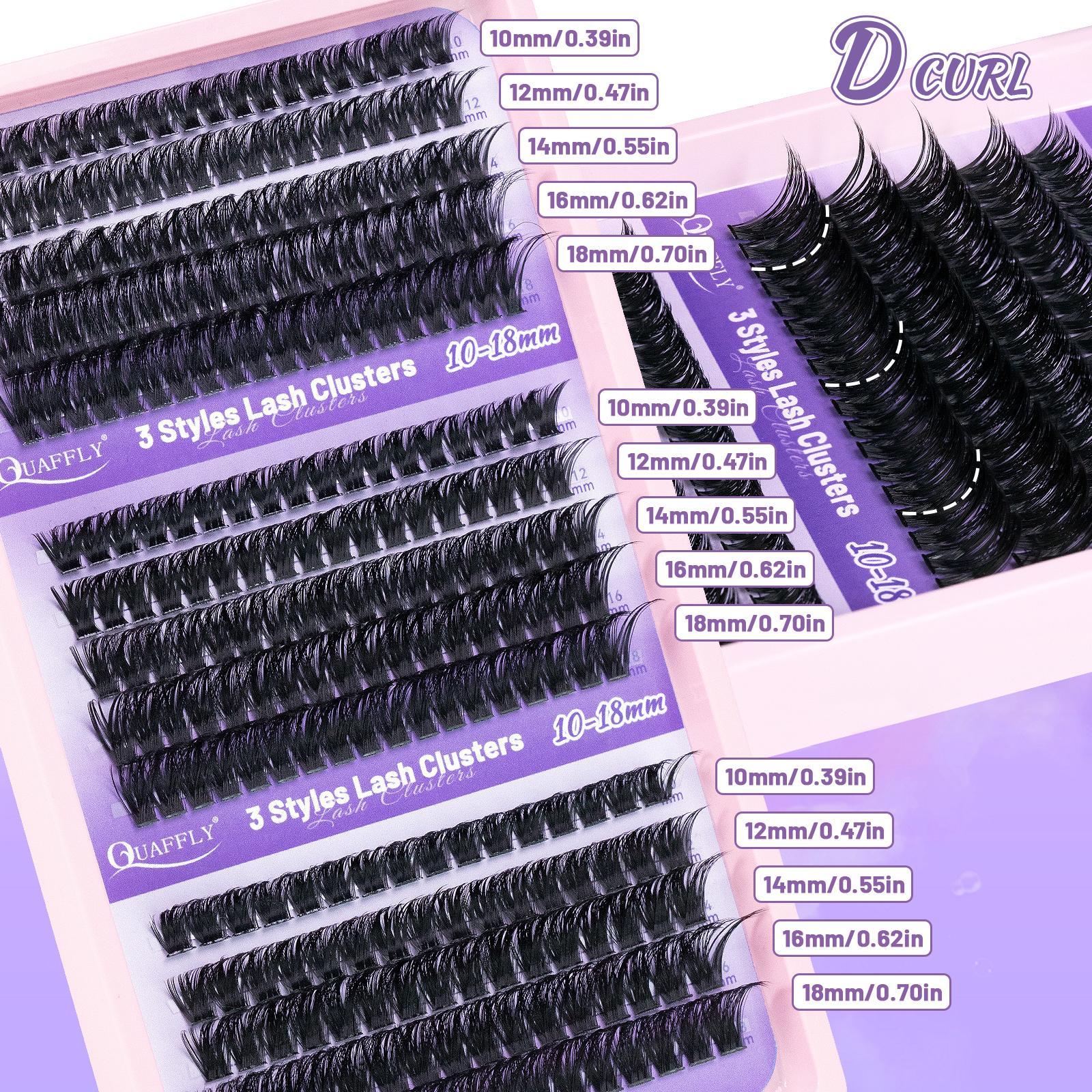 Eyelash Extension Kit, 870 Cluster 10-100D D Curl 10-18mm DIY Eyelash Extension Kit with 3 Trays Of Lashes, Lash Bond & Seal, Lash Remover, Cleansing Mousse, 2 Cleansing Brushes, Lash Tweezer, Cosmetic