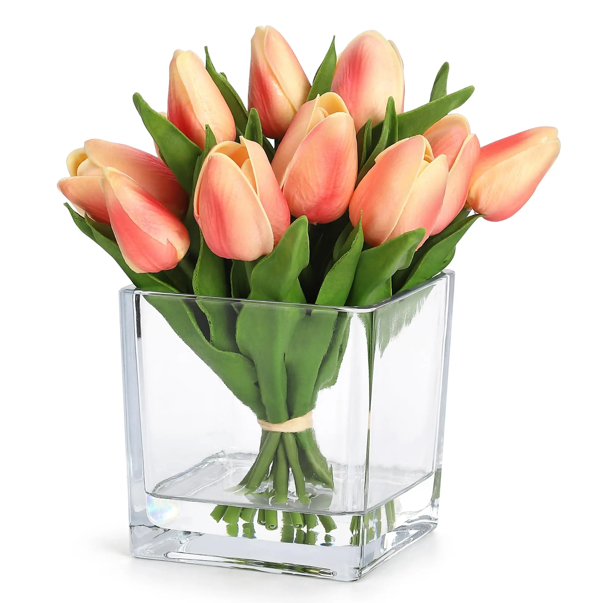 12 Pcs Real‑Touch Artificial Tulip Flower Stems, Lifelike Silk Faux Tulips for Vase Arrangement, Spring Decor for Kitchen, Living Room, Wedding Table, Gift for Mother’s Day, Easter, Valentine's Day