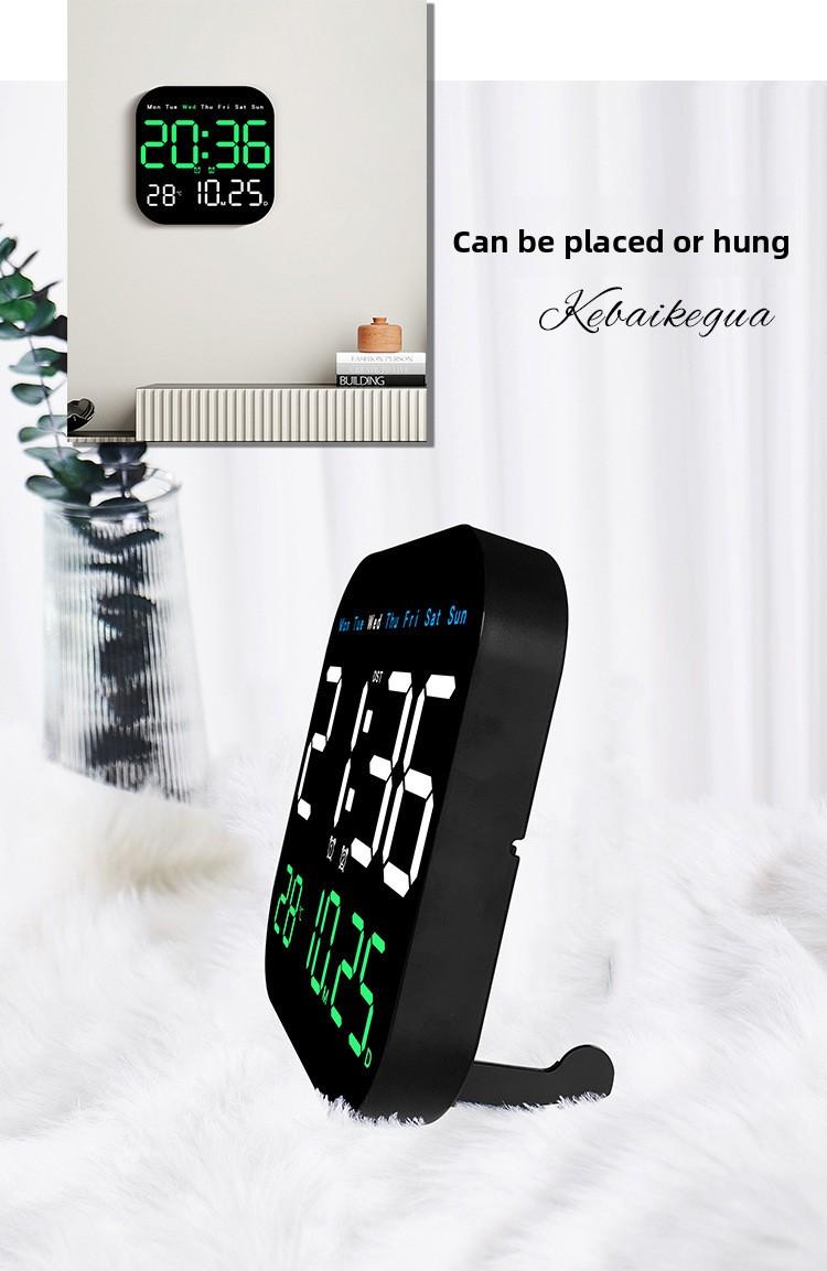 Large Display Digital LED Wall Clock Battery Operated with Temperature Date Weekday Display Adjustable Brightness Alarm Timer Modern Hanging Table Clock for Living Room Bedroom Home Decor