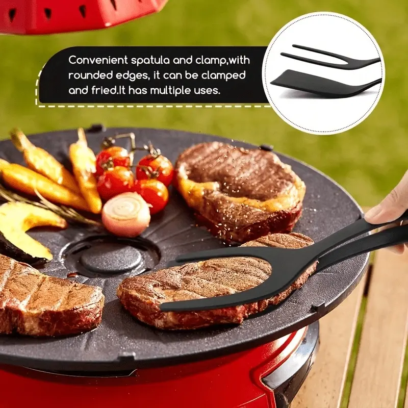 2-pack 2-in-1 barbecue spatula clip, non stick plastic double-sided cooking spatula, pancake, steak, burger, frying flip clip, household baking and barbecue tool