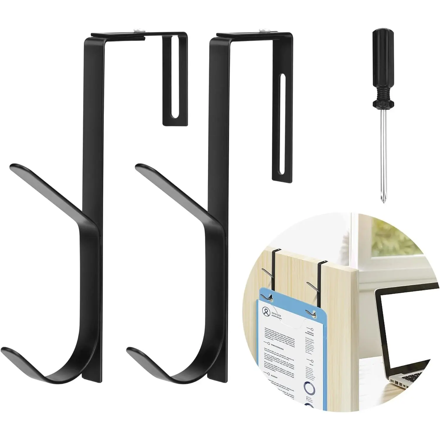2 count Adjustable Metal Double Coat Hooks, Fits 1.35-3.5 Inch Cubicle Panels | Adjustable Width for  Partition Panels, Double-Hook for Easy , High Load-Bearing Capacity, Sturdy Metal Material