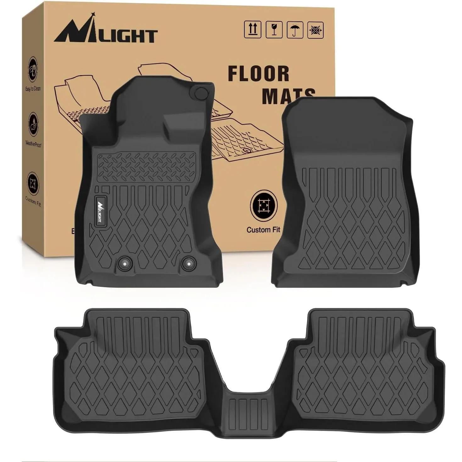 Nilight TPE Custom Fit Molded Floor Mats for Subaru WRX 2022-2026, All Weather Heavy Duty Floor Liners with Waterproof, Raised Lip and Channels, Easy to Clean