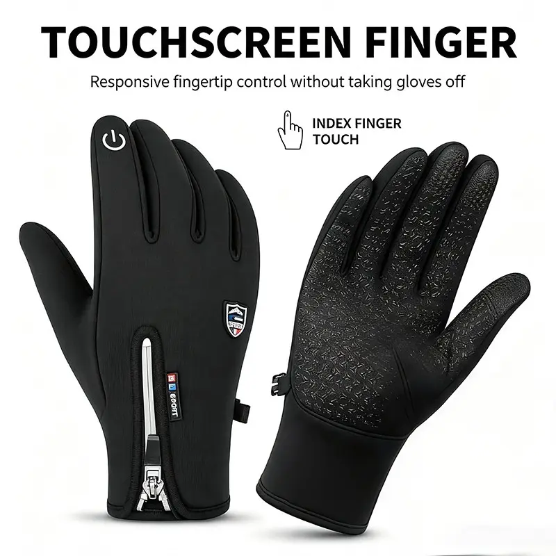Outdoor Cold and Windproof Sports Gloves, Touchscreen, Anti-Slip, Waterproof, Ideal for Cycling, Skiing, Winter Activities, Unisex