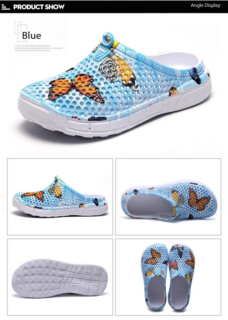 Butterfly Print Mesh Clogs for Women, Breathable Slip On Mules, Lightweight Non Slip Casual Summer Sandals, Cute Comfortable Nursing Shoes for Indoor Outdoor Beach, Trendy Aesthetic Footwear