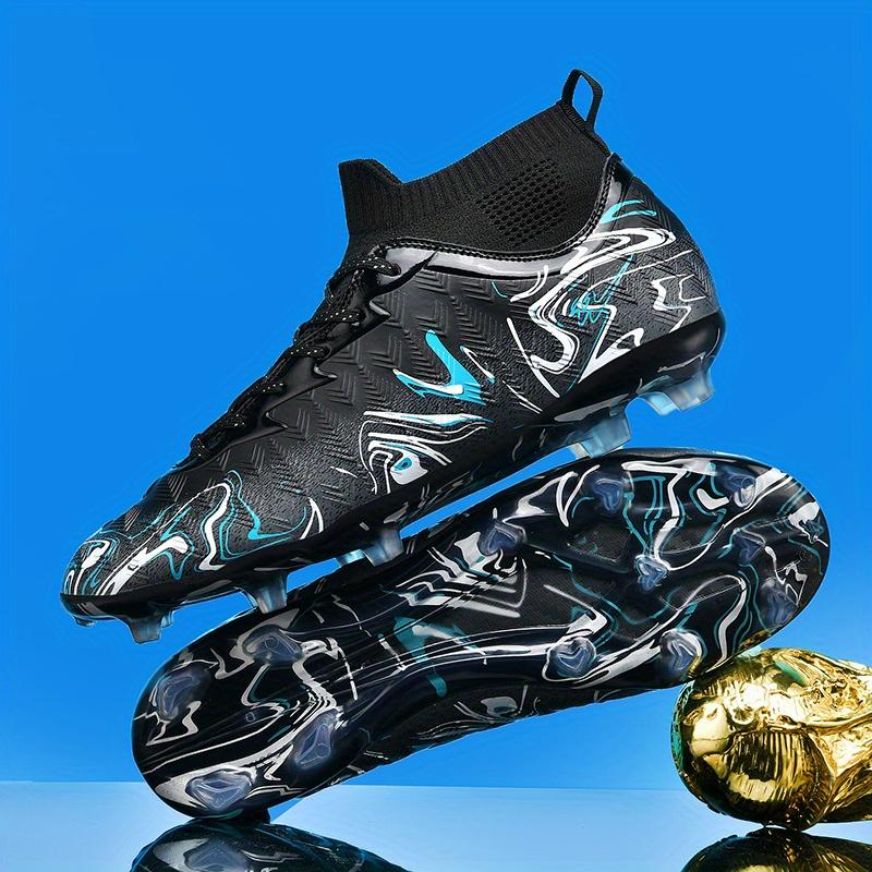 Men's Professional Soccer Cleats - Breathable Football Shoes with Anti-Slip Grip, Turquoise Accent Design - All-Turf Traction for Training, Matches