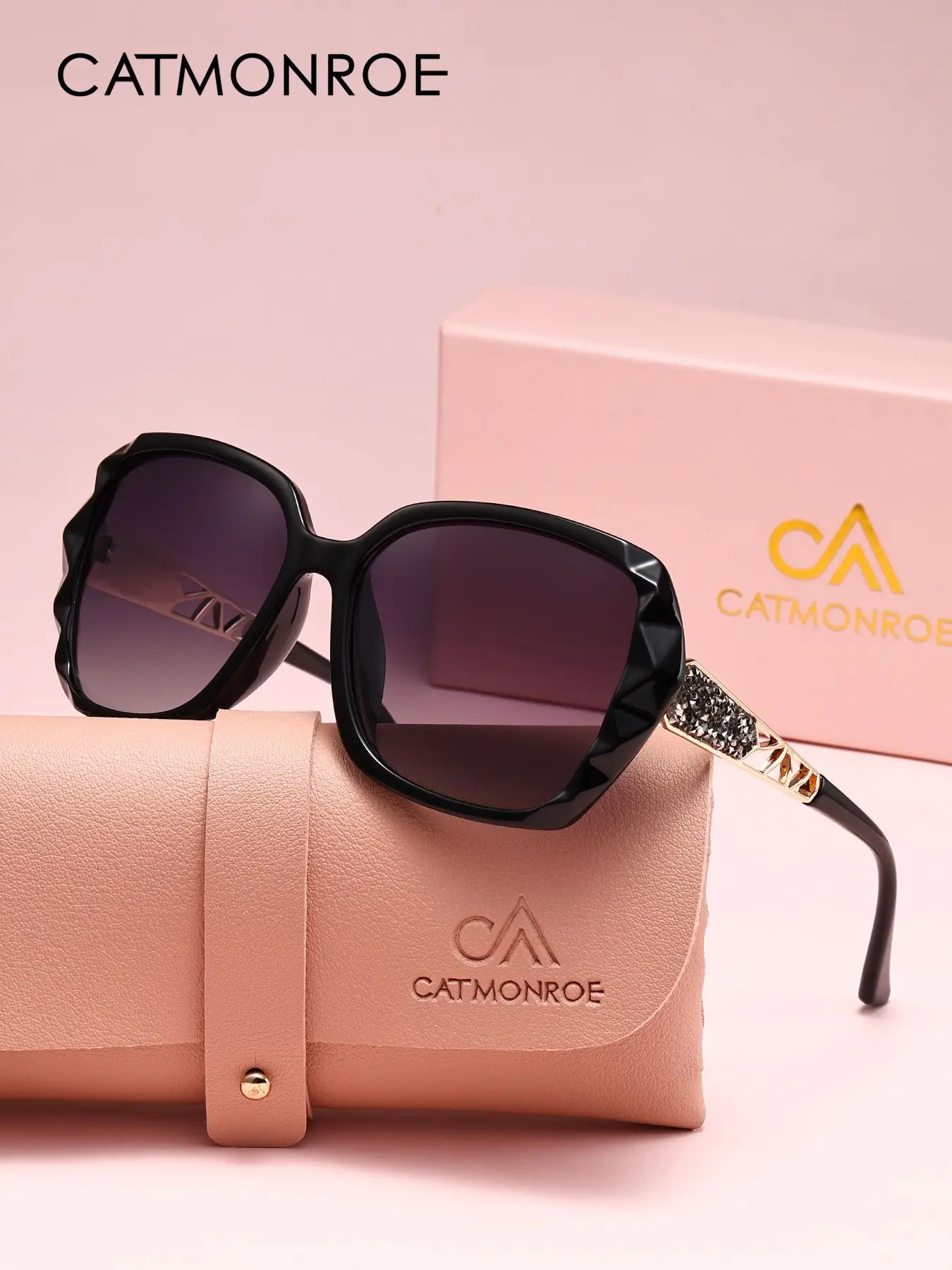 CATMONROE UV400 Oversized Polarized Sunglasses Clear Blue Frame Anti-Glare Lens Men Women Driving Fashion Eyewear