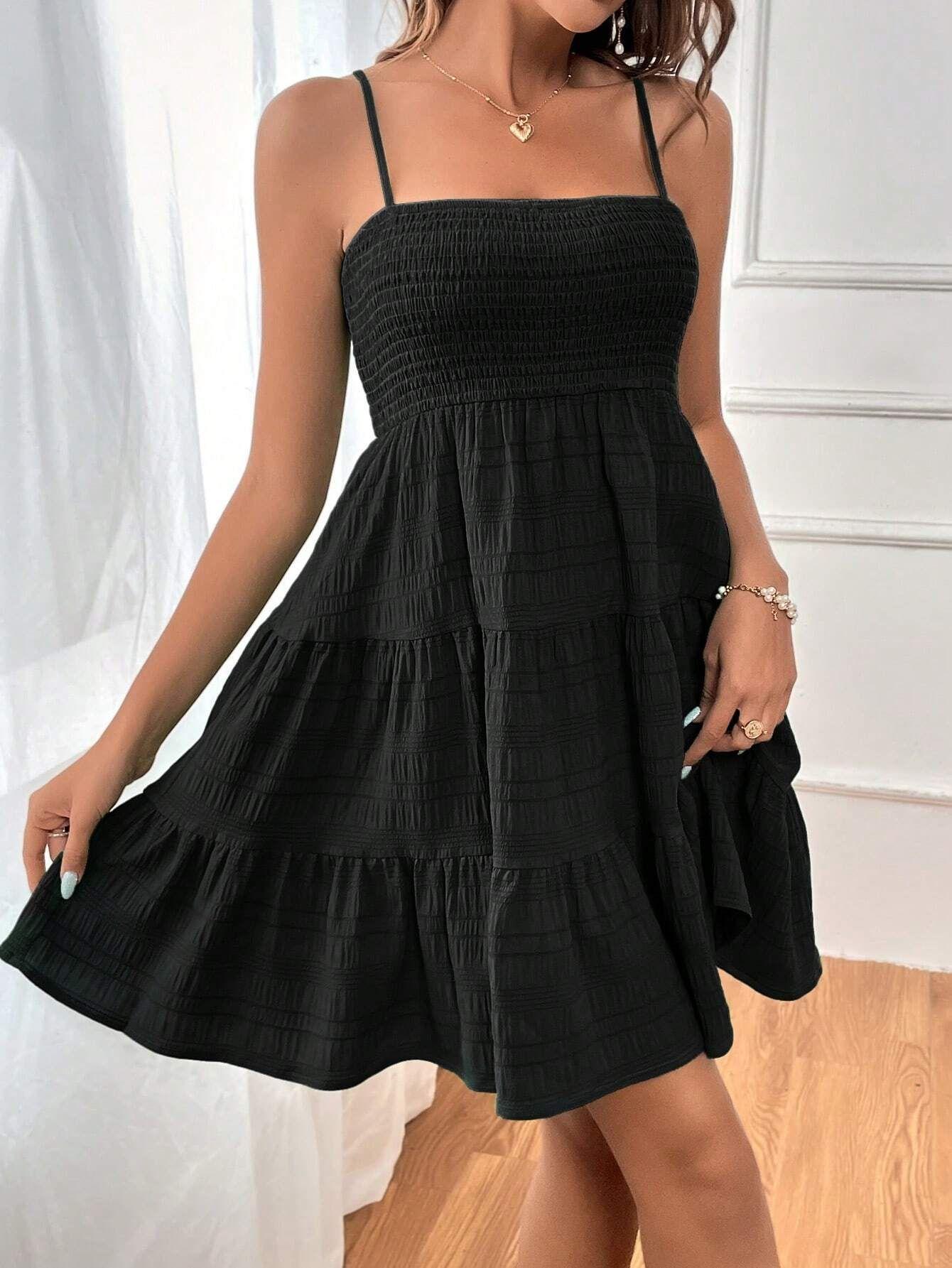 Women's Sundress Smock Cami Mini Dress Sleeveless Swing A Line Short Dresses Casual Cute Summer Dresses