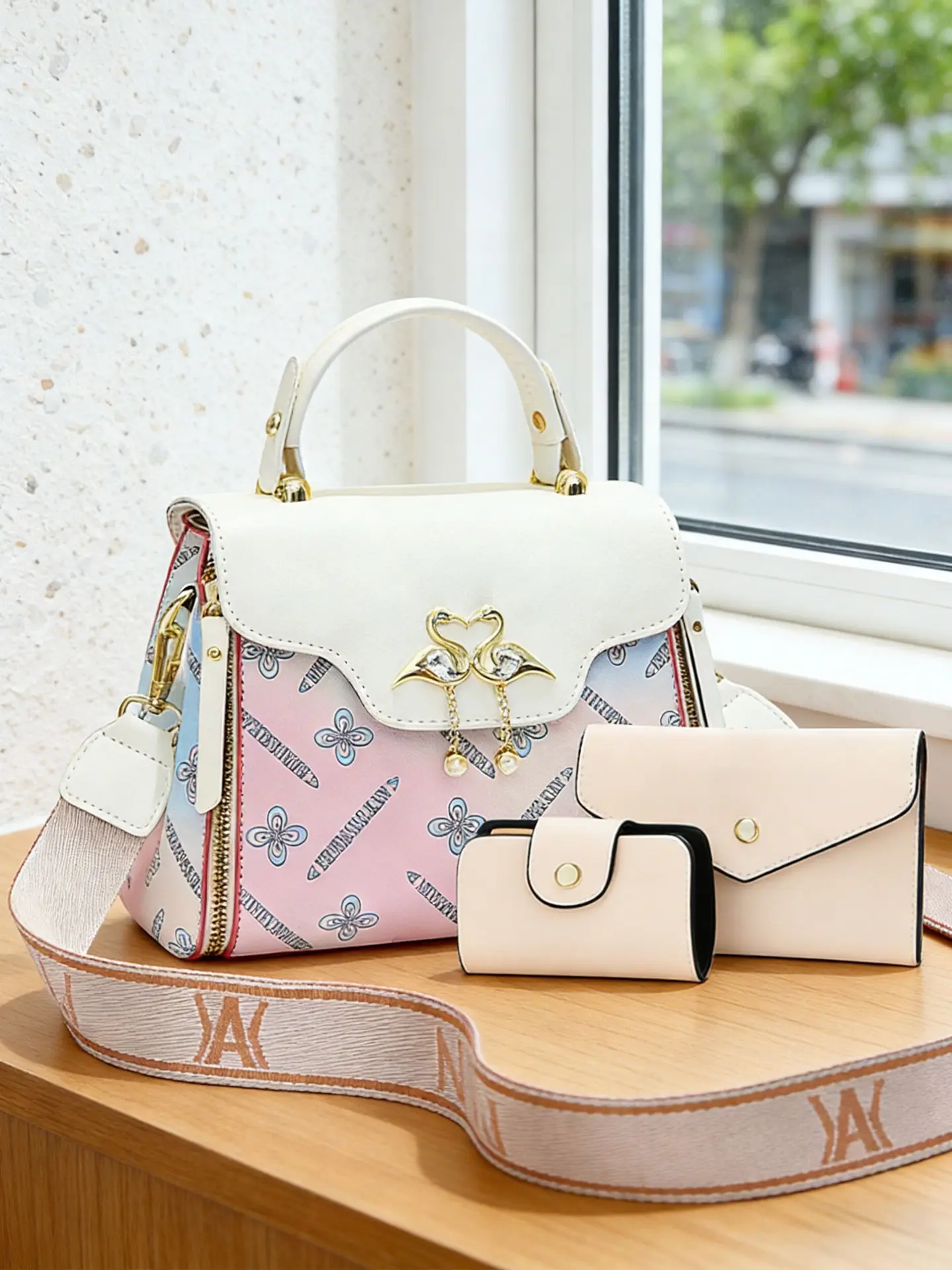 New Swan Fringe Gradient Print Handbag, Elegant Small Square Bag for Women, Stylish Shoulder Crossbody Bag for Shopping and Dates