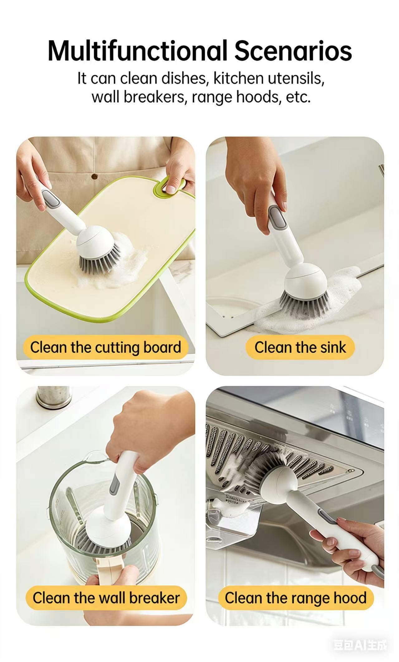 Multifunctional dishwashing brush, kitchen cleaning, convenient and practical gadget, suitable for kitchen cleaning, range hoods, cookware, and sinks Multifunctional dishwashing brush, kitchen cleaning, convenient and practical gadget, suitable for kitchen cleaning, range hoods, cookware, and sinks