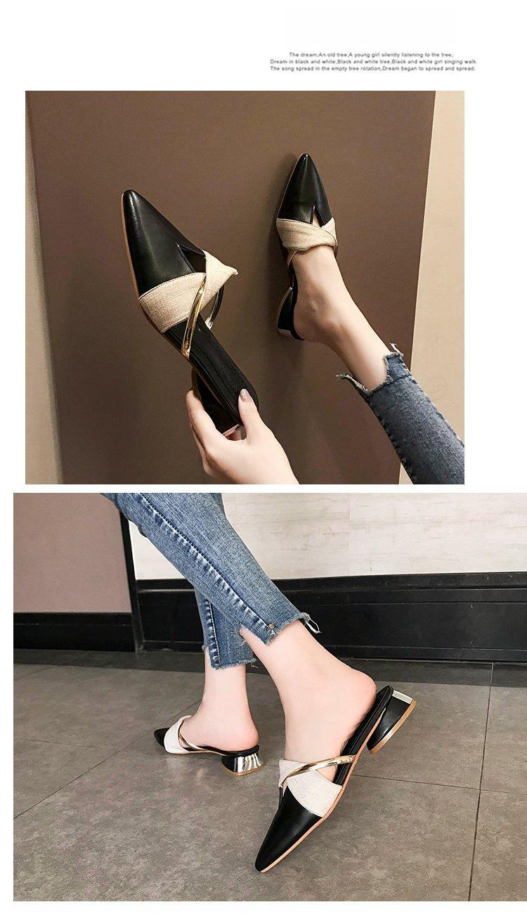 2025 New Women's Closed-Toe Mule Shoes, Fashionable Summer Slip-On Casual Flats, Low Heel Outdoor Slides