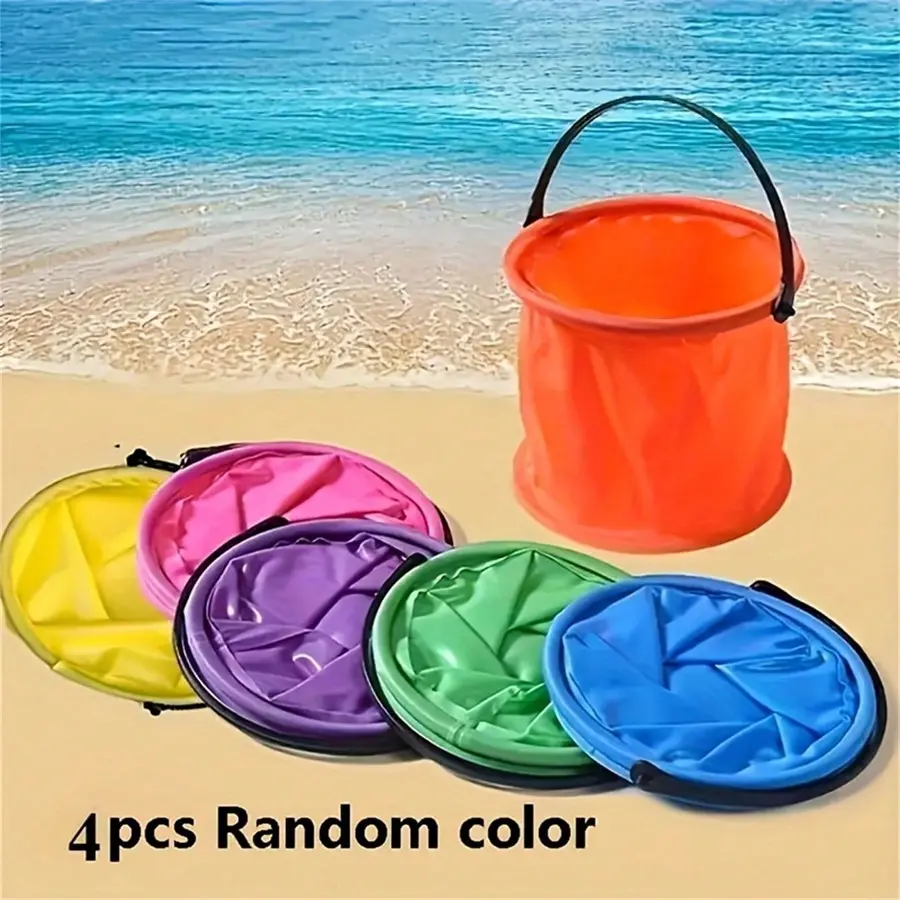 2/4/8-Pack Mini PVC Folding Buckets, Durable & Portable, Multi-Use for Beach, Camping, Picnics, Fishing, Outdoor Activities