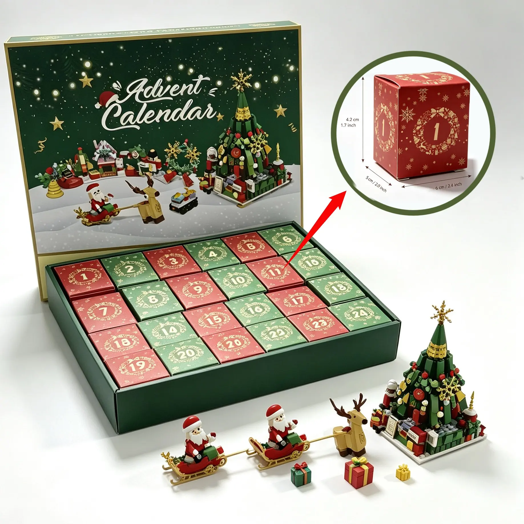 Christmas 24-Day Countdown Building Block Blind Box Advent Calendar, Daily Unboxing Christmas Blocks, Immersive Holiday Tradition, Kids' Gift