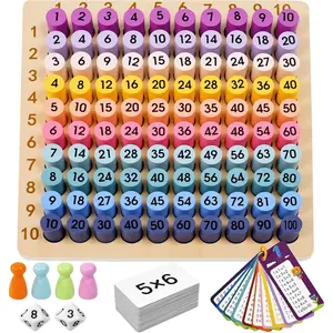 Wooden Montessori Multiplication Board Game: Math Educational Toys Multiplication Table Board Game Montessori Math Manipulatives Toys Toddlers Kids Multiplication Chart Game for Early Educationfidget toys