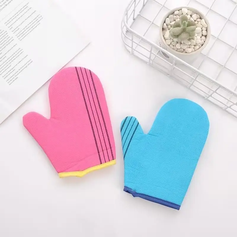 2 Pcs Exfoliating Bath Gloves, Random Colors, Korean Style, Soft Skin Care, Reusable Body Scrub Gloves, Home Spa Shower Tools, Body Scrubber