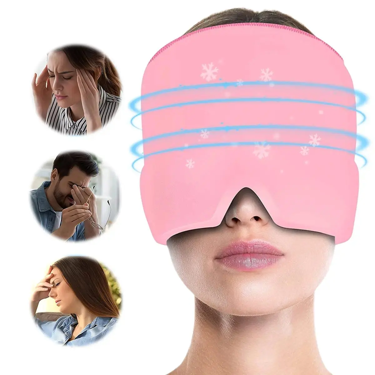 Migraine Relief Cap Ice Head Wrap & Cooling Hat, Reusable Gel Ice Pack Eye Mask for Migraine Headache Relief, Hangover, Sinus Pressure, Puffy Eyes, Dark Circles, Stress Relief, Hot & Cold Compress Therapy