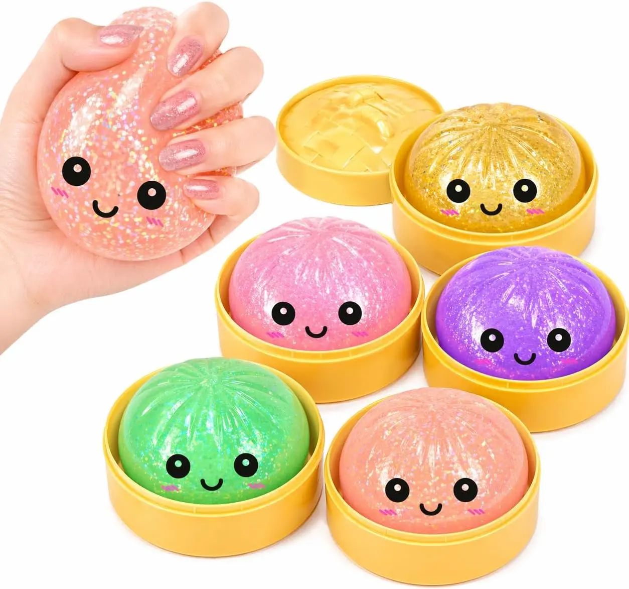 Giant Dumpling Squishy Toy, Super Soft TPR Q-Elastic Jumbo Dumpling Squishy, Sensory Fidget Set for ADHD Relief, Cute Desk Gift Toy