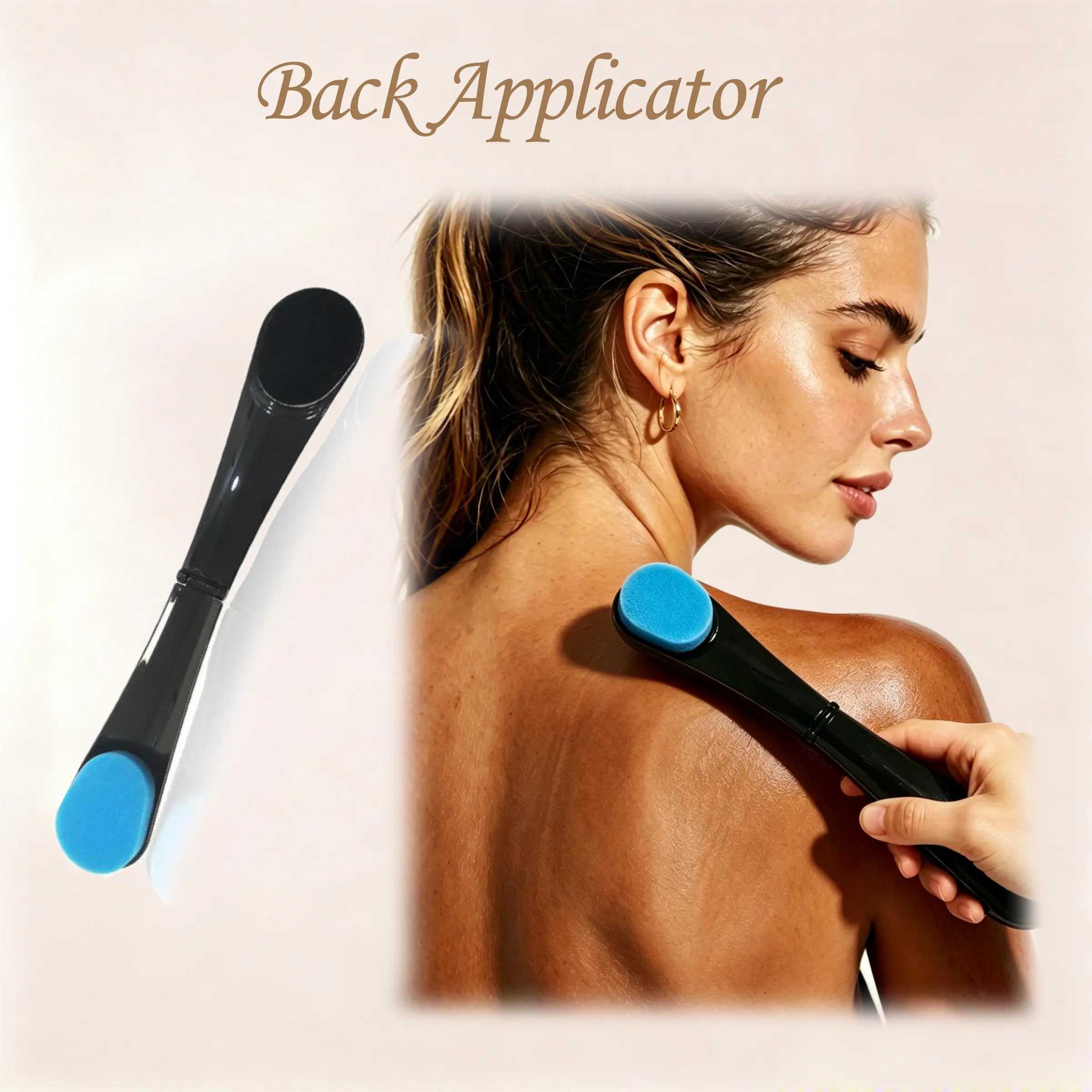 Sunscreen Applicator, 14-Inch Foldable Portable Sunscreen Lotion Brush, Reusable Long Handle Sponge, Ideal for Tan/bronzer/body Lotion, Travel Friendly