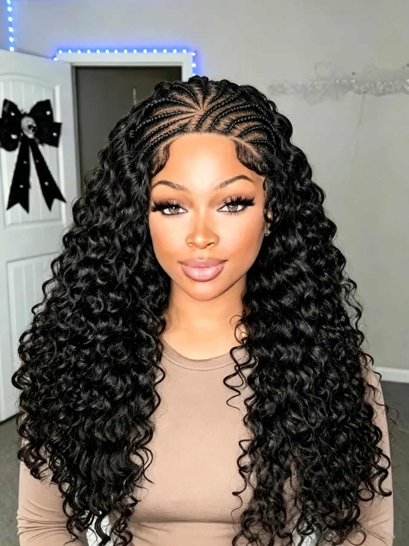 22 Inch Starburst Knotless Cornrow Curly 13x4 Lace Front Wig, Natural Look, Easy Maintenance, Perfect for Daily Wear & Special Occasions, Natural Looking Wig