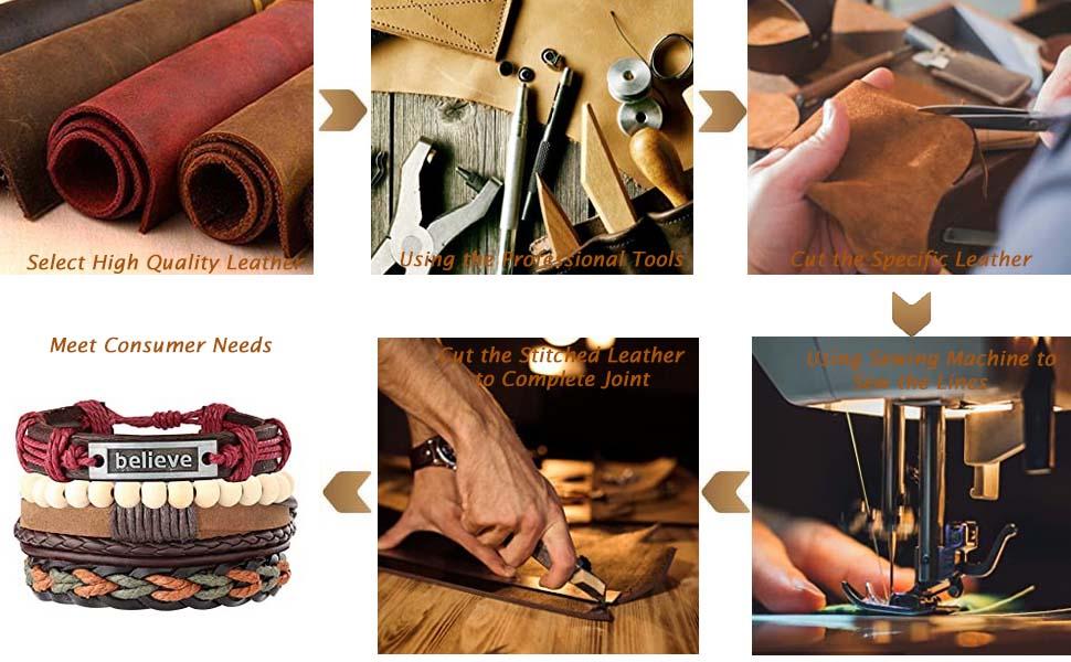 MILACOLATO 22-32 count Braided Leather Bracelet for Men Women Woven Wrist Cuff Bracelets Hemp Cords Wood Beads Ethnic Tribal Handmade Wrap Adjustable Boho Beaded Band