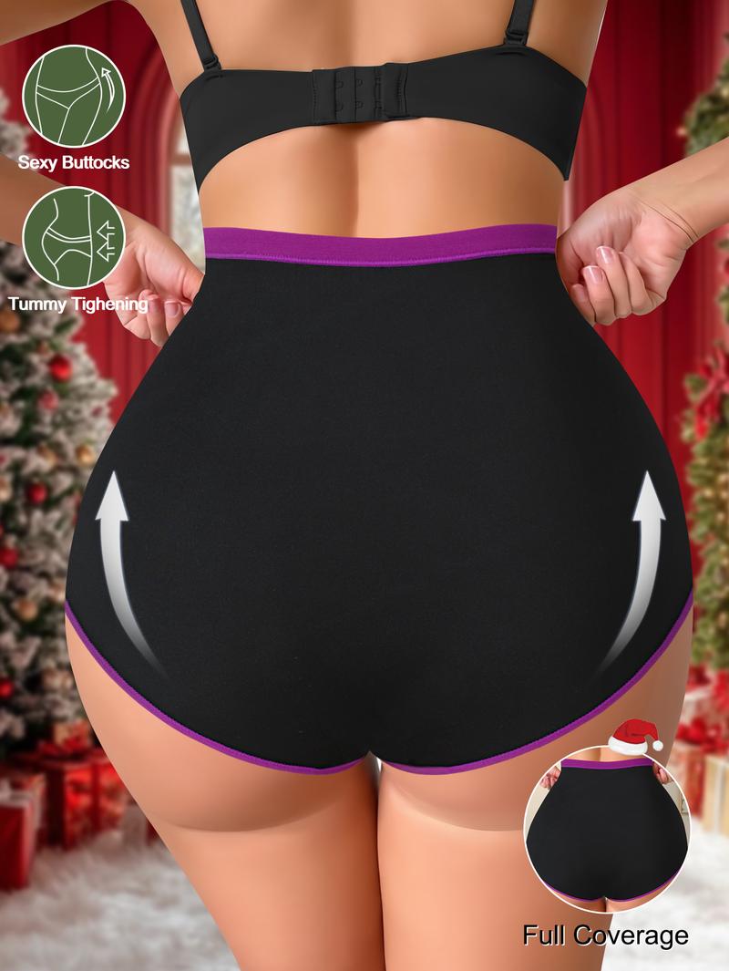 QUASTI 9PCS High-Waist Letter Collision Color Splicing Design Panties, Milk Silk High Elasticity Underwear for Women, Soft Comfortable Bold Color Blocks Design Pure Cotton Crotch, S-XXL