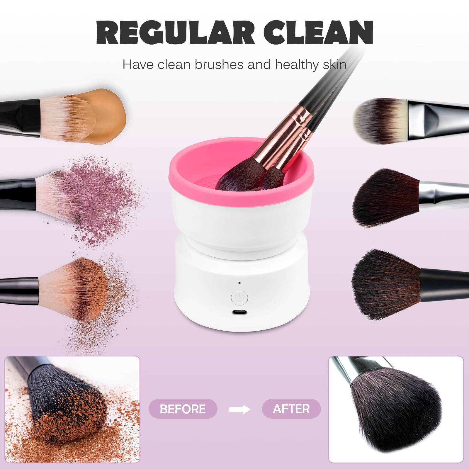 Electric Makeup Brush Cleaner, Rechargeable Makeup Brush Cleaner Machine, Cosmetic Brush Cleaner, Automatic Makeup Brush Cleaner