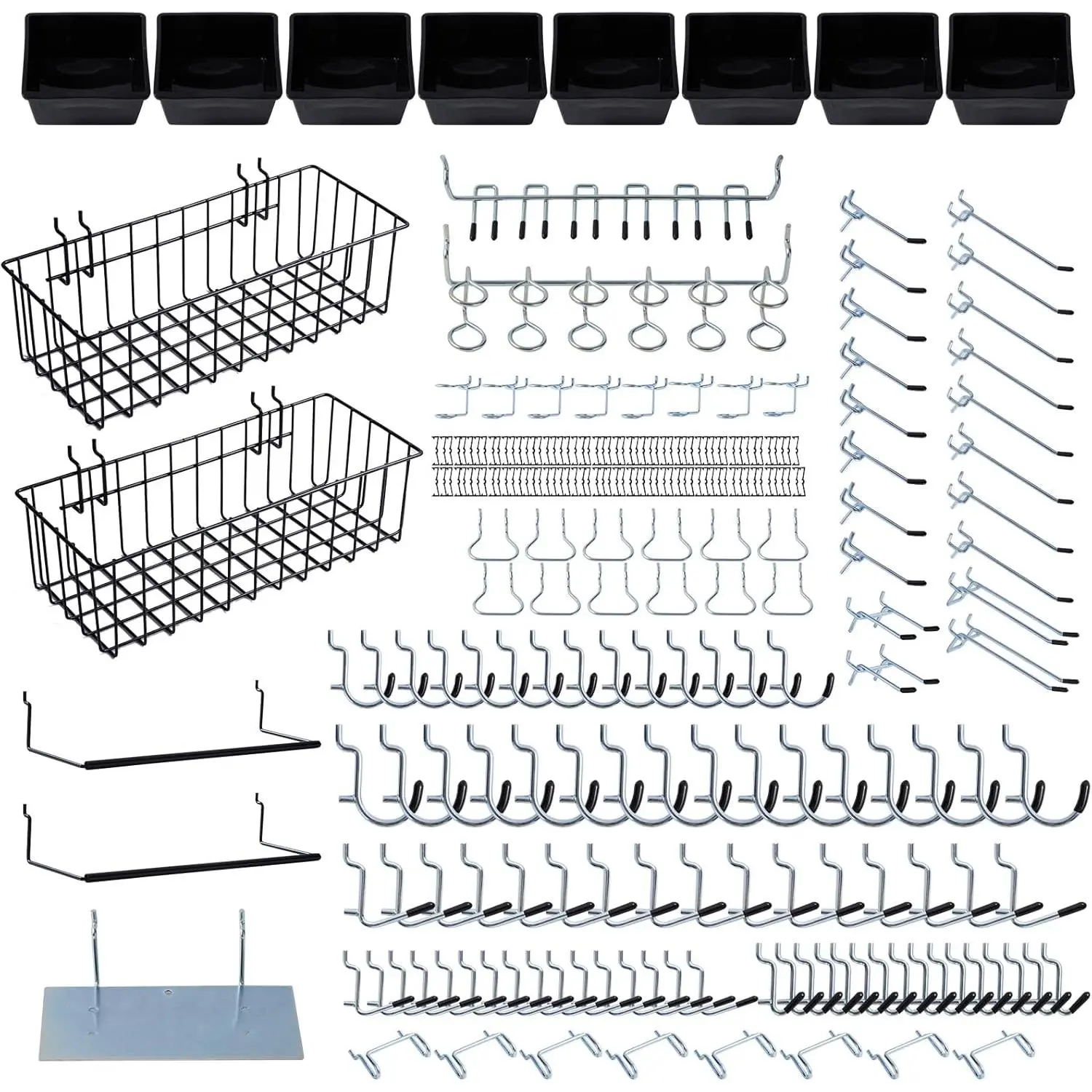 246PCS Pegboard Accessories Organizer Kit,Includes Pegboard Hooks,Bins,Baskets,Paper Towel Holder;Suitable for 1/8 and 1/4 Pegboard,Can be Used for Hanging Tools,Garage Storage,etc. (Black)