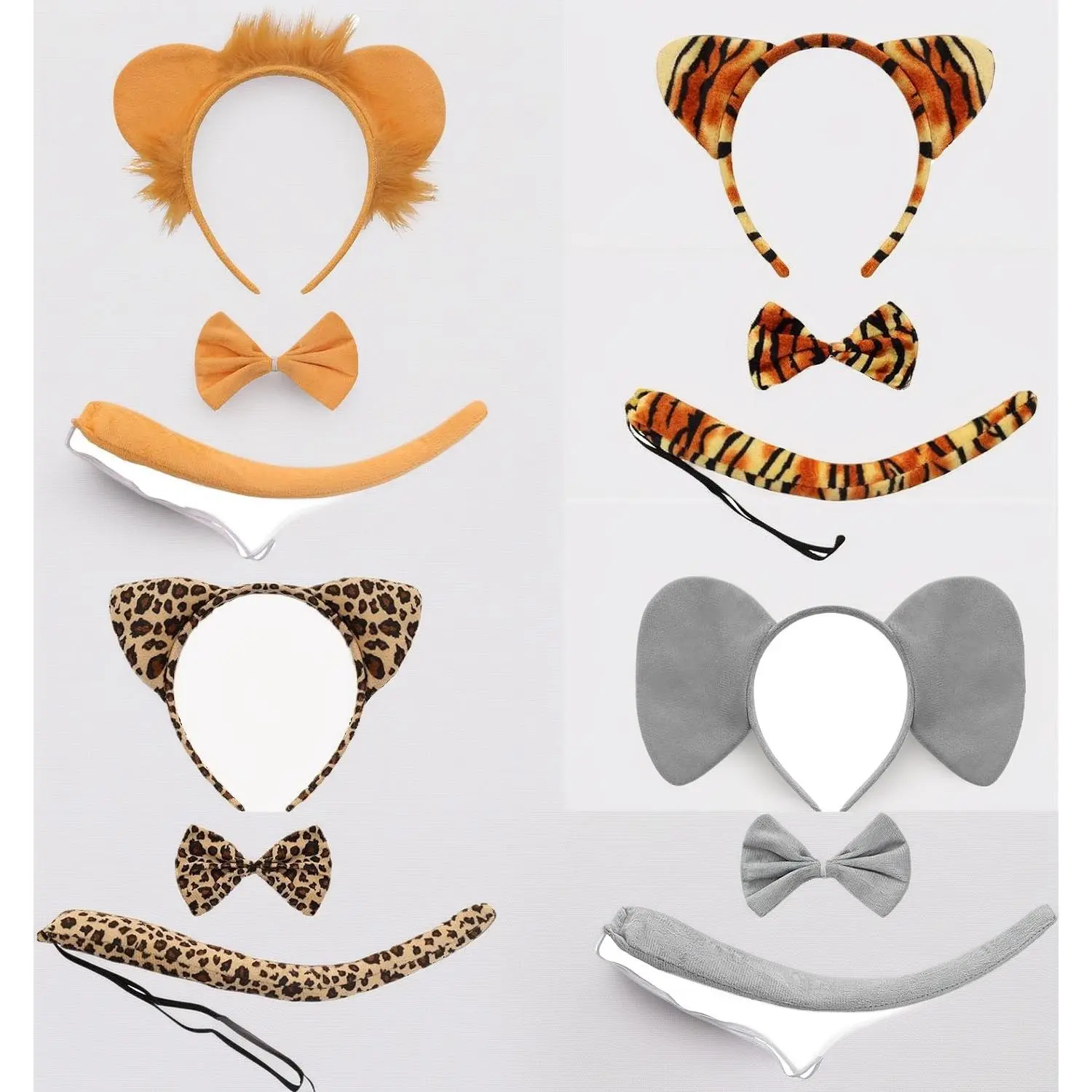 4 Sets Animal Costumes for Adults Elephant Leopard Lion Tiger
