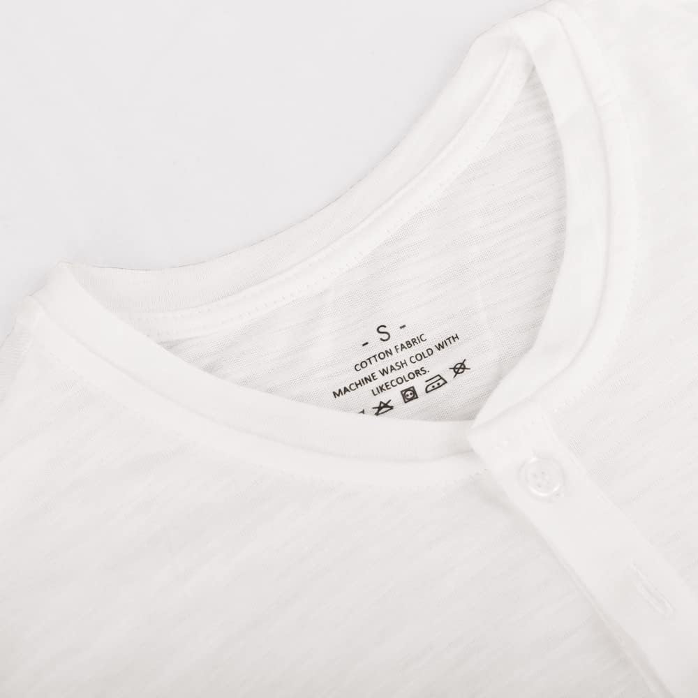 Mens Cotton Muscle Slim Fitted Sport Henley T-Shirt with Button