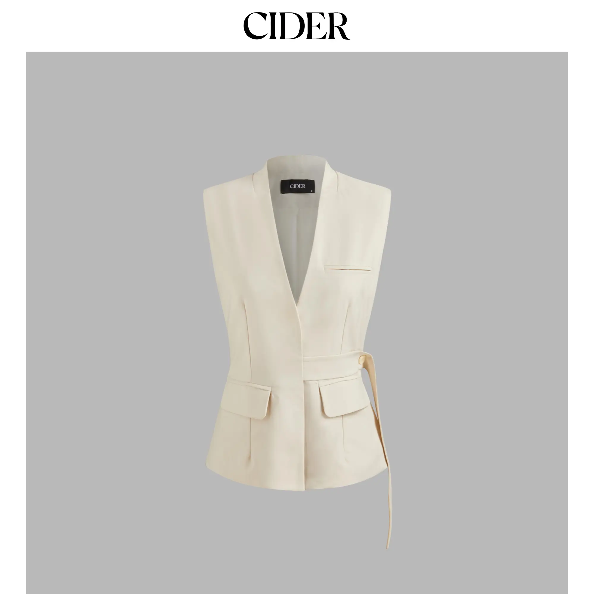 Cider [size 2-10] V-neck Solid Belted Blazer Vest SohoChic