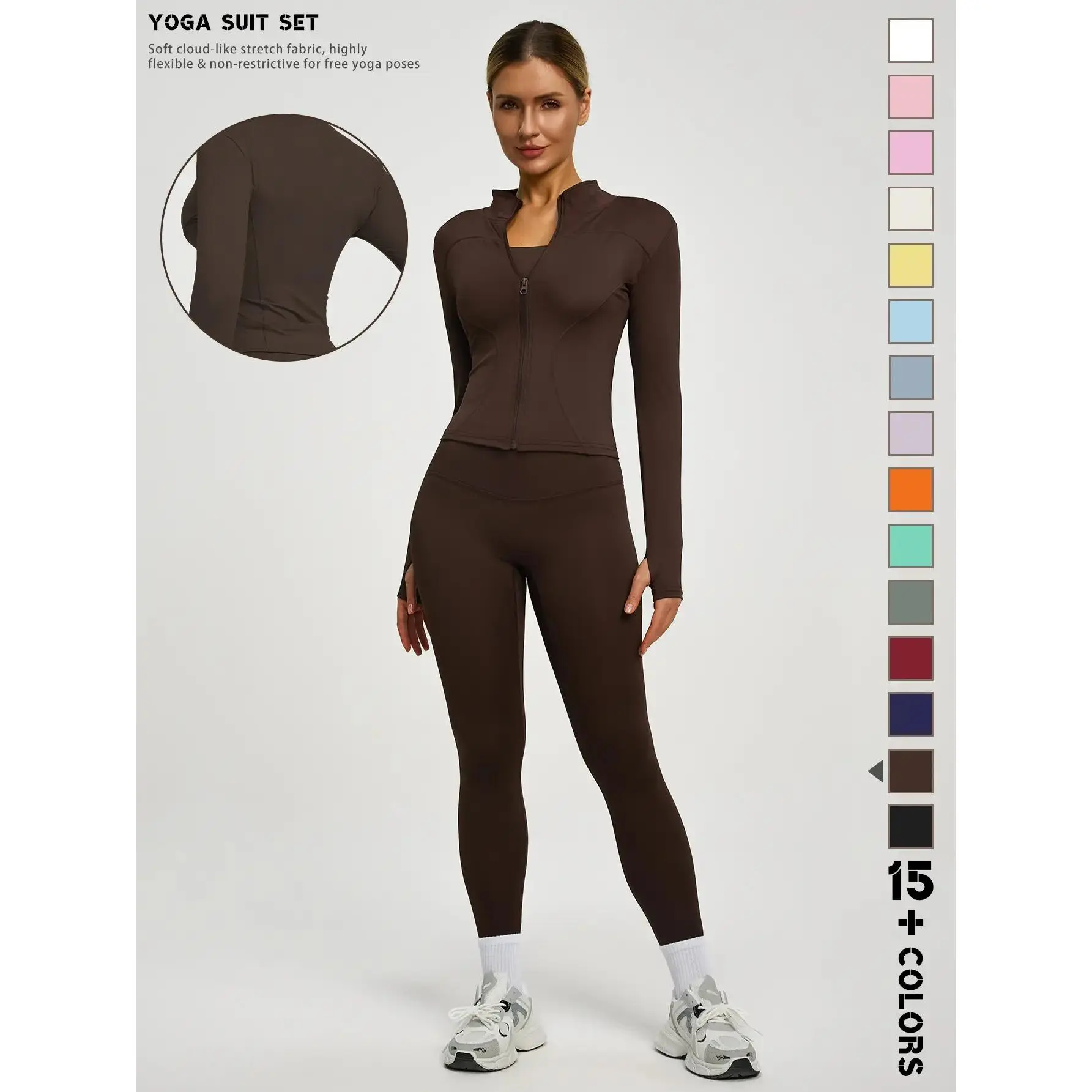 Women's Athletic Fit 2-Piece Matching Set with Zip-Up Jacket with Thumbholes & Pants - High-Elastic Workout Gym Running Suit, Gym Sets, Full Sleeves, Slim-Fit Pants, Athletic Fit Women's Sports Sweat Suit