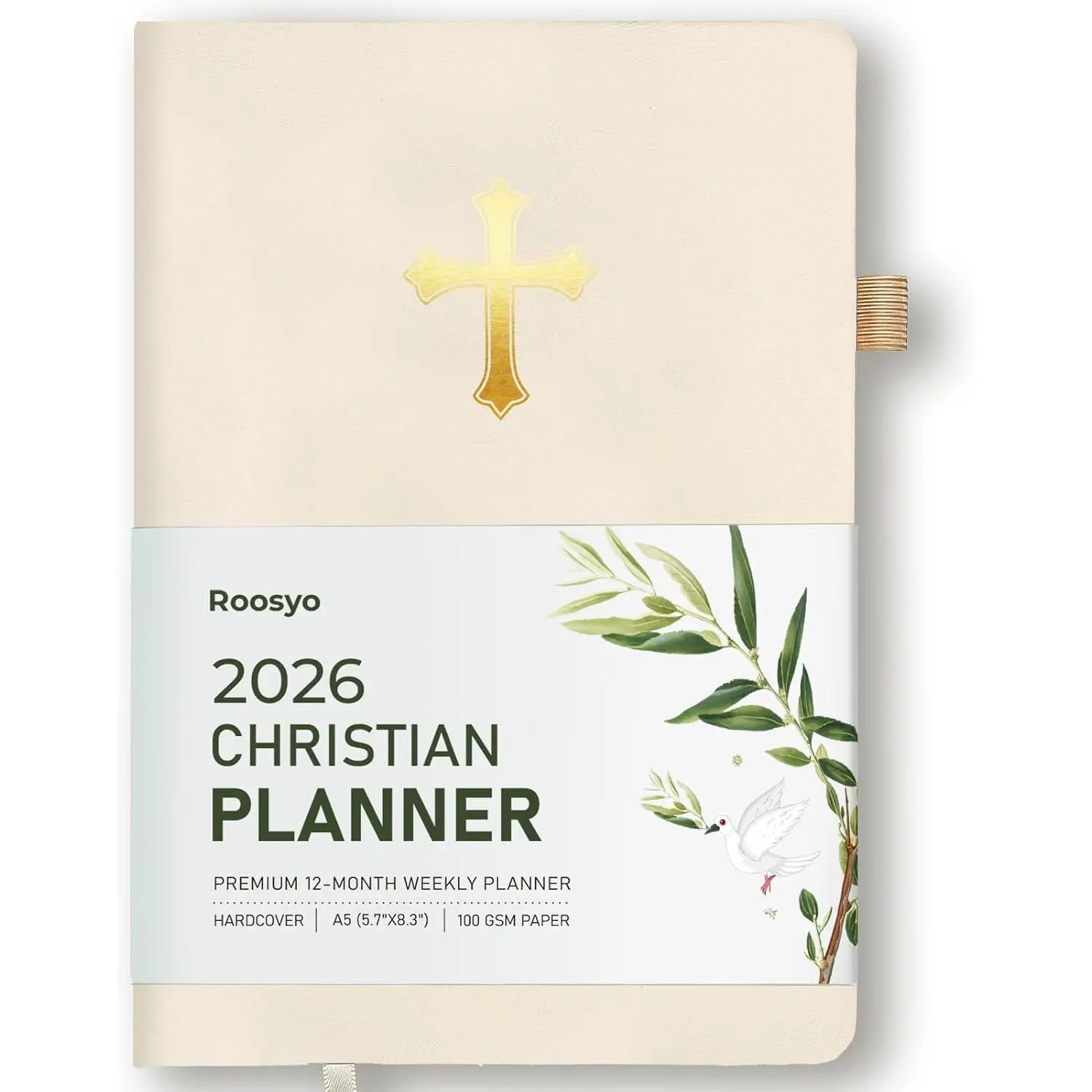 2026 Minimalist Beige Hardcover Christian Planner - 12-Month A5 Size Scripture-Based Weekly Organiser, Prayer Journal with Scripture Space, Personal Goals Tracker, Christian Gift for Women