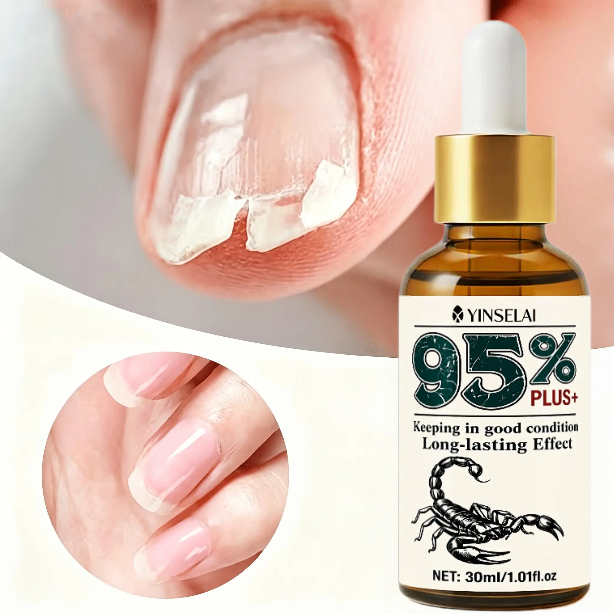 30ML Scorpion Essence Nail Care Serum, Moisturizes Dry Damaged Nails, Improves Cracks, Layers, Lack of Shine, Daily Nail Care