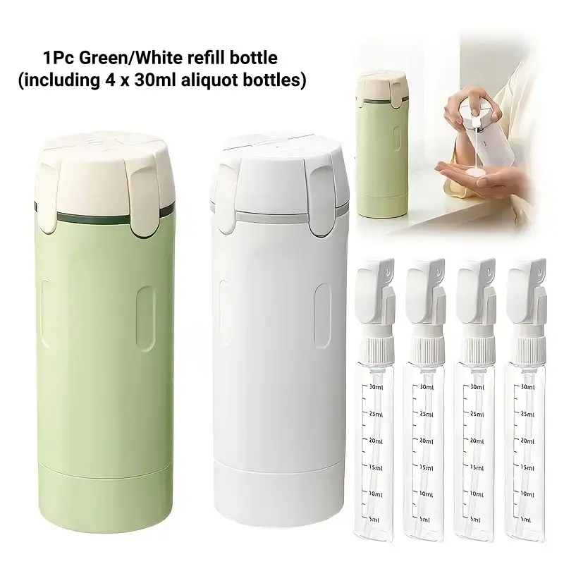 4-in-1 Travel Dispenser Bottle, Leak Proof Refillable Travel Bottle, Used for Toiletries, Portable Travel Dispenser Bottle, Shampoo and Shower Gel Dispenser Bottle
