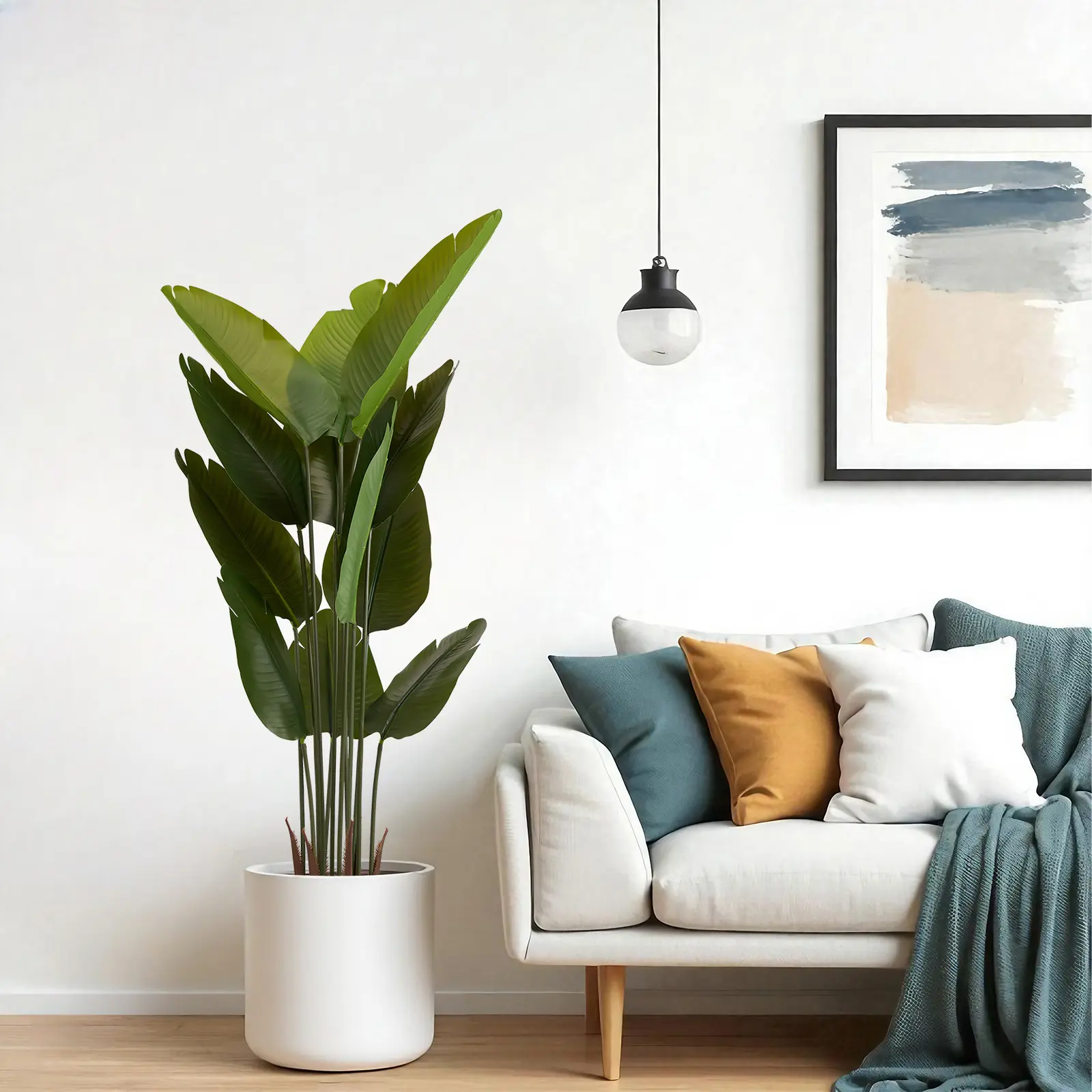 ARCH 5.2ft Artificial Bird of Paradise Plant Faux Tropical Palm Tree in Pot, 63in Tall Fake Greenery for Indoor Outdoor Home Office Garden Living Room Decoration, 2pcs Set, Green Plastic, No Maintenance, Green Color Options, Plastic Material