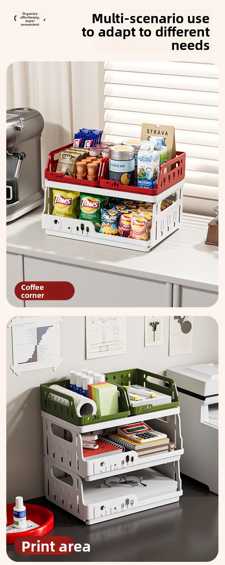 Clario "Rainbow Palette" A4 Collapsible Storage Crate — Large Aesthetic Modular Desktop Organizer for Books, Planners and Skincare. This High-Capacity Folding Pastel Bin is Perfect for Dorm Essentials and Home Office Setup